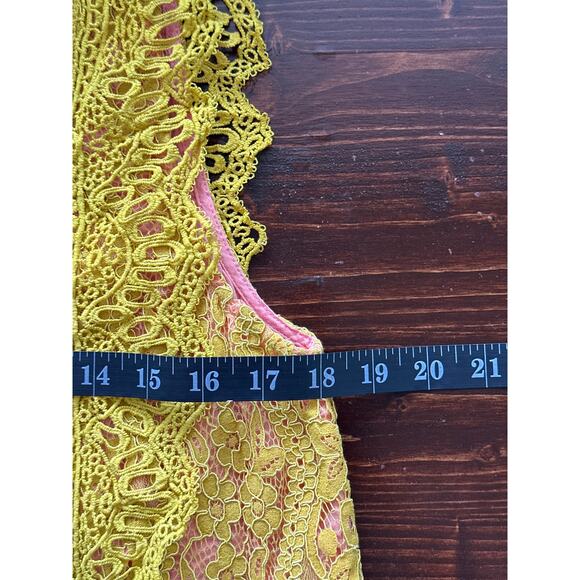 Anthropologie eri+ali Mustard Crochet Lace Top M Pink Coquette Girly Kidcore - Picture 8 of 10